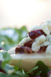 Savory Gorgonzola, dried cranberries, and pecans smothered in a light, lemony dressing