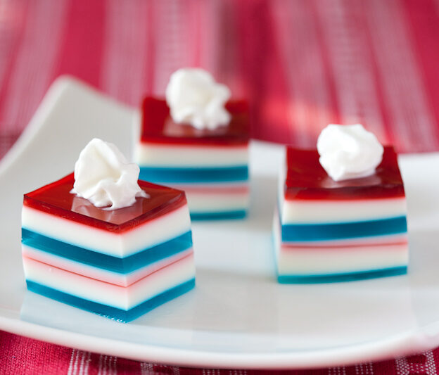 Rainbow Jello with Whipped Cream