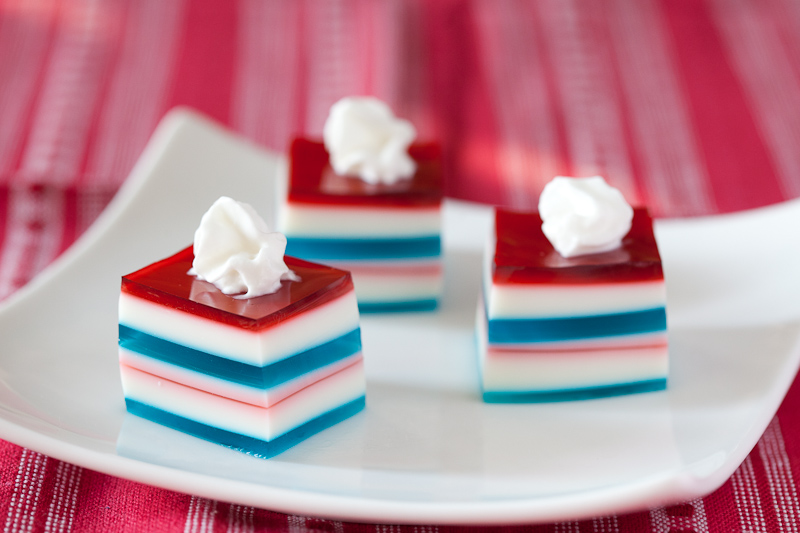 Rainbow Jello with Whipped Cream