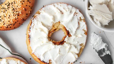 homemade bagels with cream cheese
