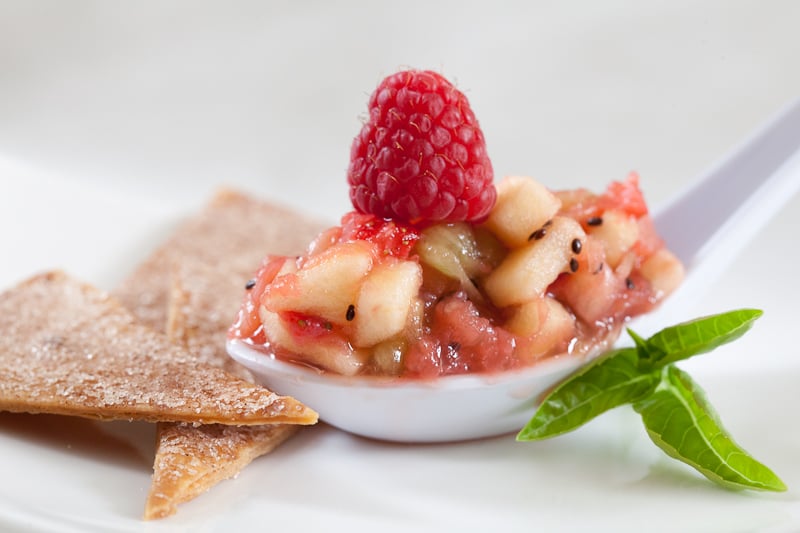 Fruit Salsa with Cinnamon Sugar Chips on the side