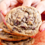 Chocolate chip cookies recipe vertical close up