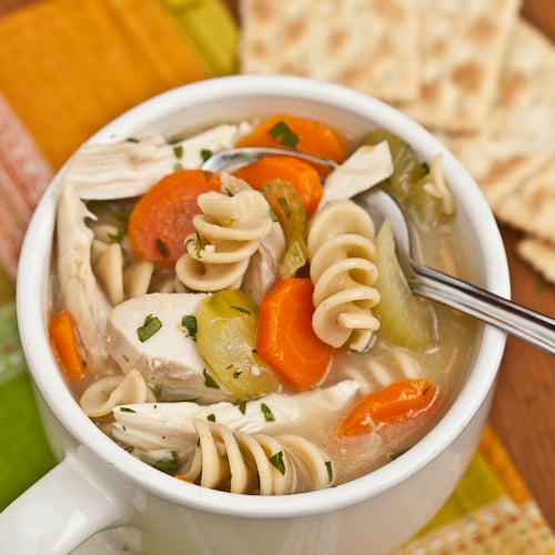 homemade chicken noodle soup in a bowl