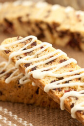 Chocolate Biscotti Cookies with Drizzled of White Chocolate