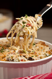 A bowl of Chicken Tetrazzini