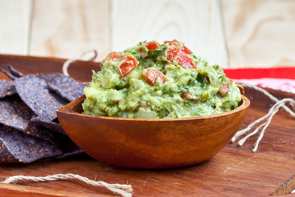 Guacamole in a wooden bowl