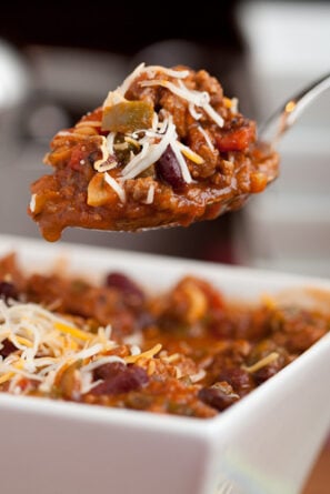 Hearty Chili with Shredded Cheese