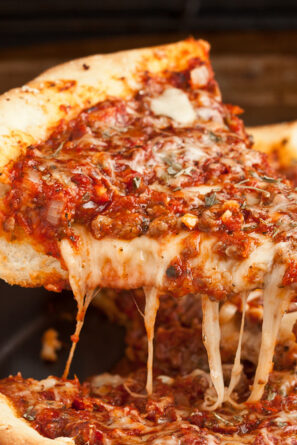 Chicago deep dish pizza, homemade pizza