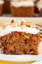 Carrot Cake with Cream Cheese Frosting and Chopped of Walnuts