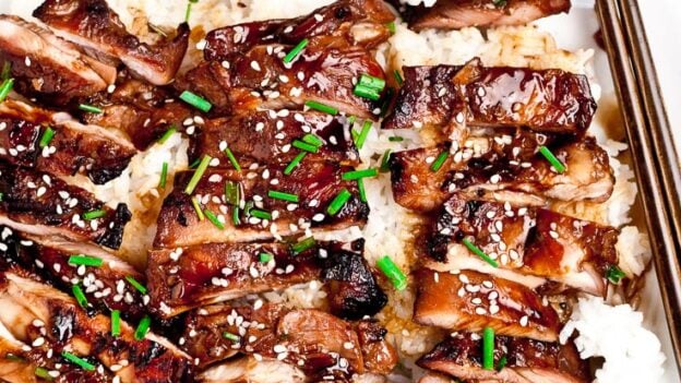 grilled teriyaki chicken on a plate