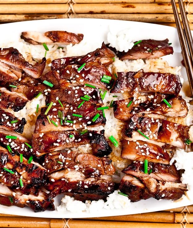 grilled teriyaki chicken on a plate
