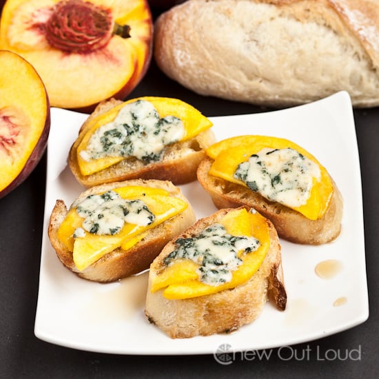 Peaches and Honey Crostini with Blue