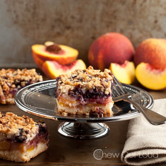 Peach and blueberry crumb bars