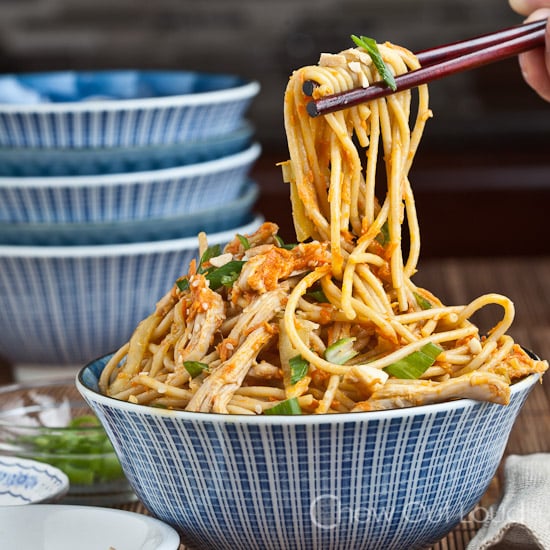 Peanut Noodles with sesame sauce in a bowl
