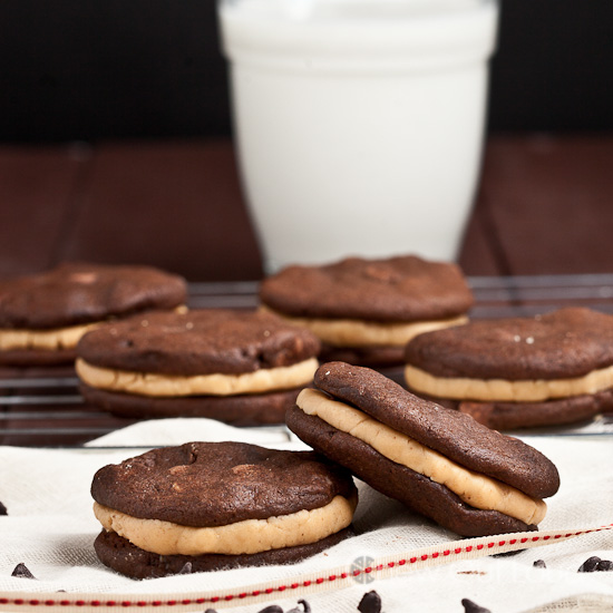 Fudge Chocolate Peanut Butter Sandwich Cookies