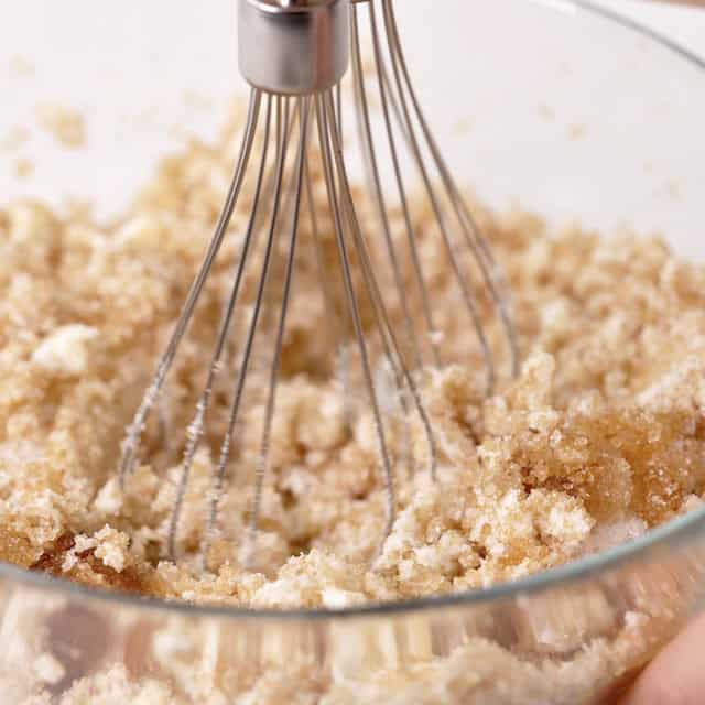 Sugar and butter being creamed together.