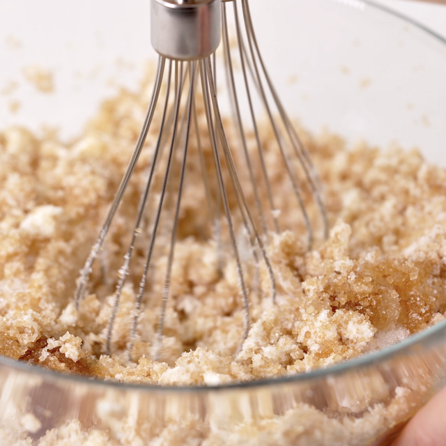 Sugar and butter being creamed together.