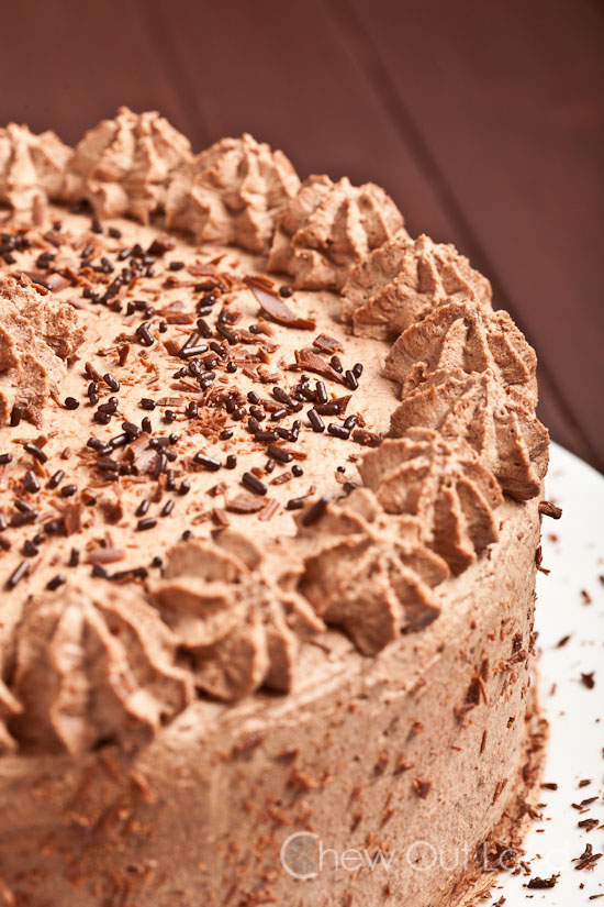 Tender Yellow Cake with Chocolate Whipped Cream