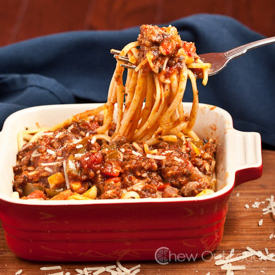 Pasta with Chunky Vegetable and Sausage Sauce