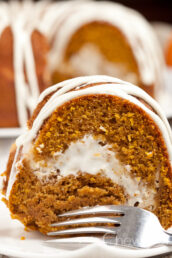 Slice of Pumpkin Cream Cheese Bundt Cake