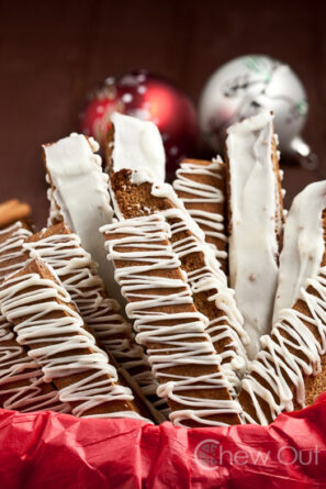 A Stack of Gingerbread Biscotti with Icing