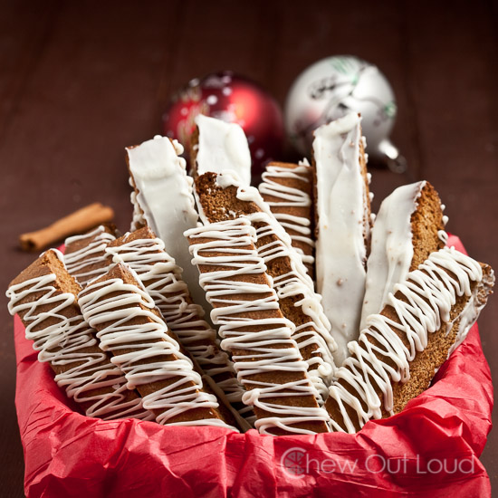 A Stack of Gingerbread Biscotti with Icing