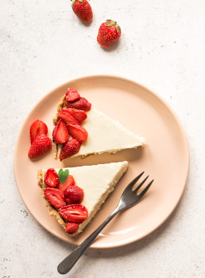 New York Style Cheesecake slices on a plate