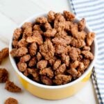 candied pecans nuts in bowl.