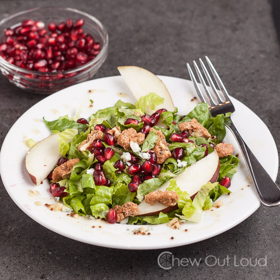 Pomegranate pear salad with blue cheese