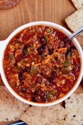 Crockpot Turkey Chili with Tortilla Chips