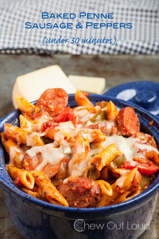 Baked Penne Sausage and peppers