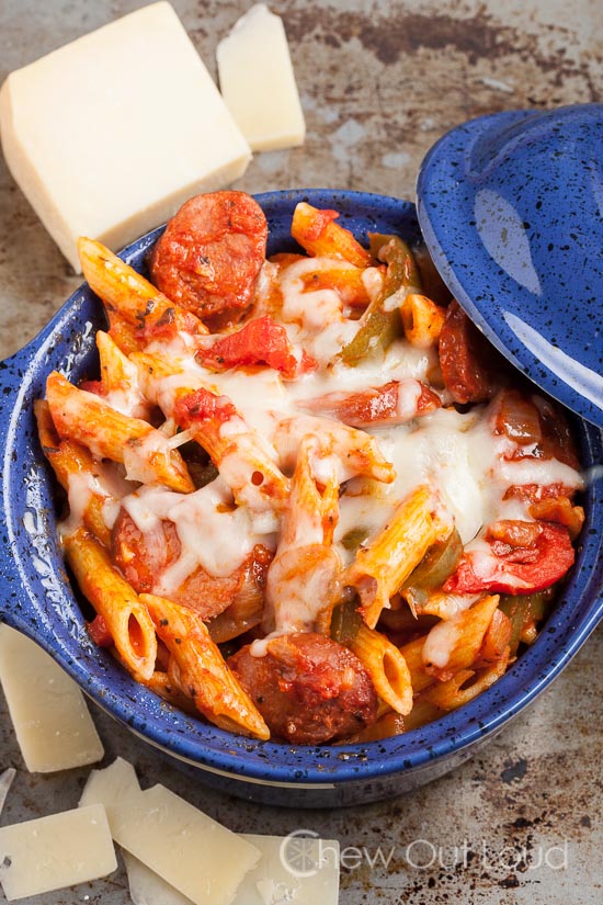 Baked Penne with Sausage and Peppers