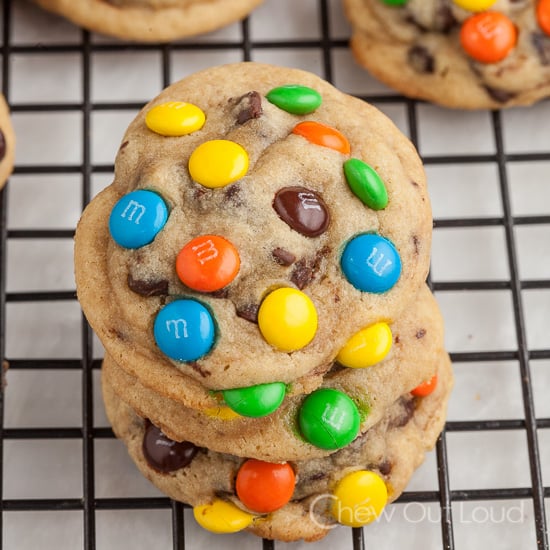 Chewy M&M Chocolate Chip Cookies