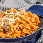 red pepper and sausage pasta