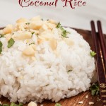 Coconut Milkl Rice with Chopped Cilantro and Macadamia Nuts