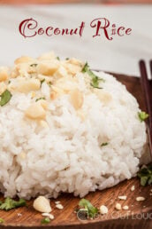 Coconut Milkl Rice with Chopped Cilantro and Macadamia Nuts