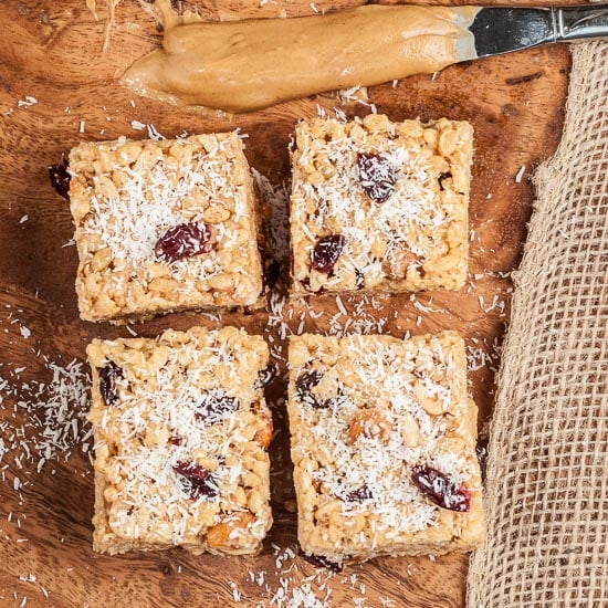 Gluten free cereal bars with peanut butter and honey