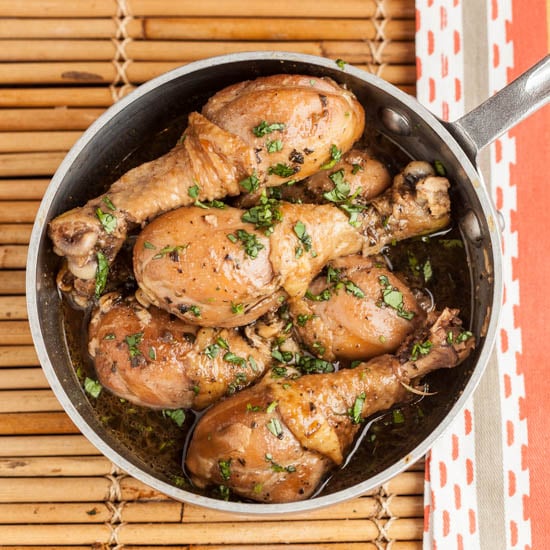 Pan of Garlic and Soy Braised Chicken