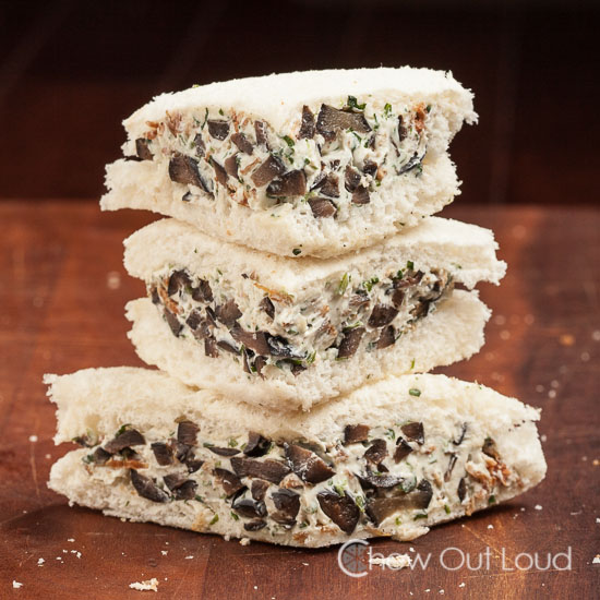 Olive Bacon Watercress Finger Sandwiches