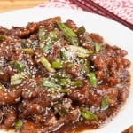 Mongolian Beef with Sliced Onions and Sesame Seeds