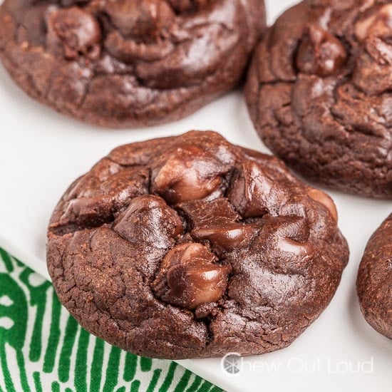 Thick Chewy Triple chocolate cookies