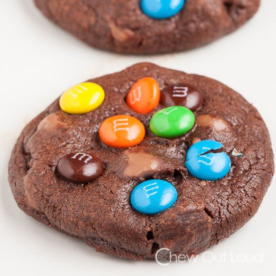 Triple Chocolate Chewy M&M cookies