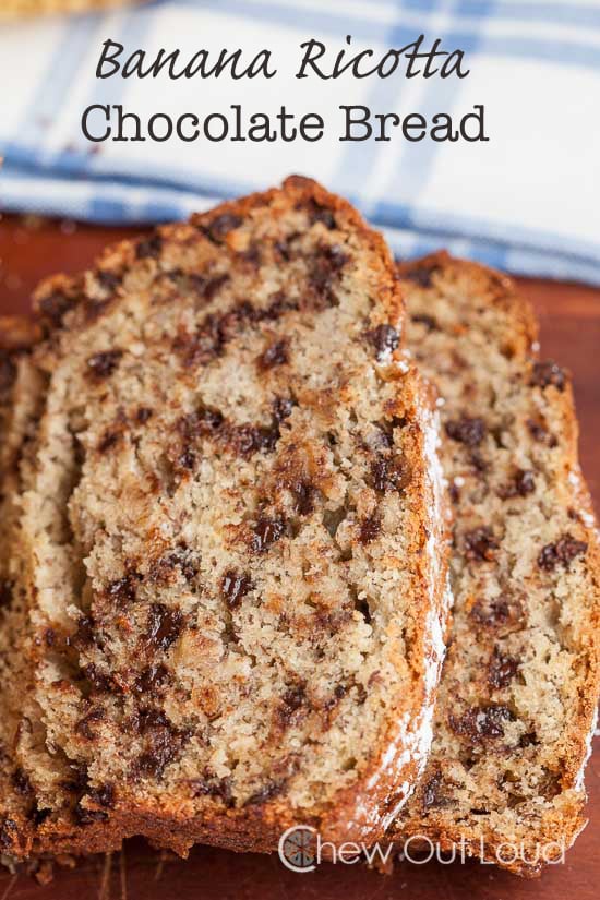 Slices of Banana Ricotta Chocolate Bread