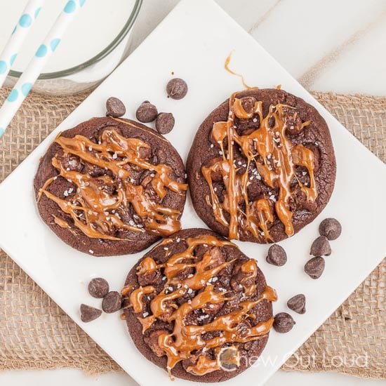 Double Chocolate Cookies with Salted Caramel