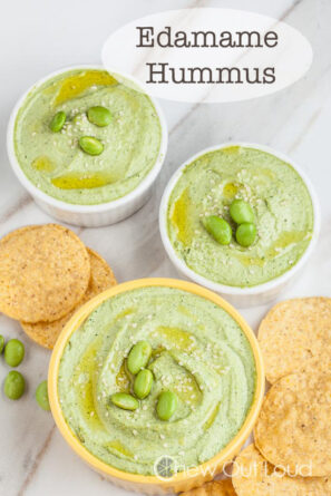 Edamame Hummus with Tortilla Chips