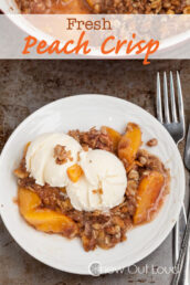 Peach Crisp with Vanilla Ice Cream