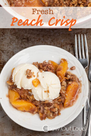 Peach Crisp with Vanilla Ice Cream