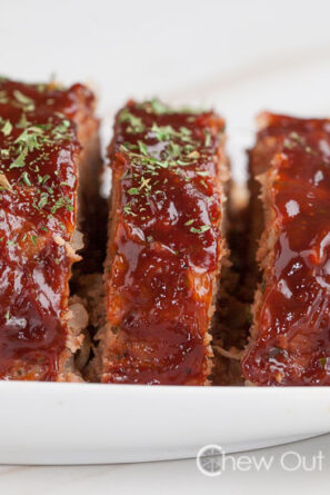 Slices of BBQ Turkey Meatloaf with Chopped Parsley