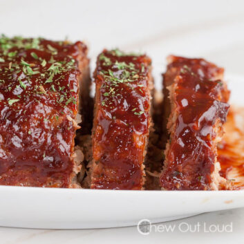 Slices of BBQ Turkey Meatloaf with Chopped Parsley