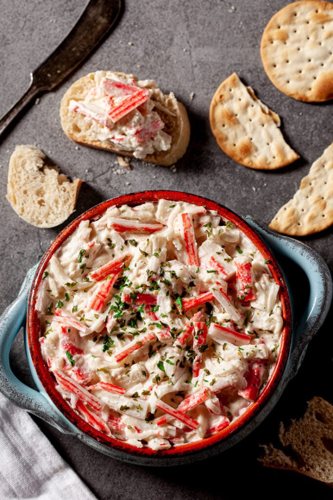 Imitation Crab dip in a bowl